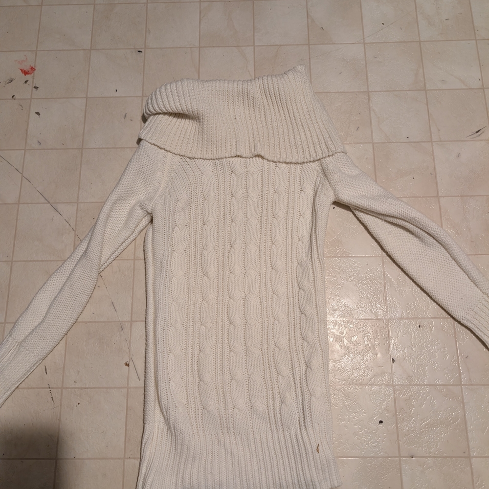 Mkm Designs Cream Cowl Neck Sweater